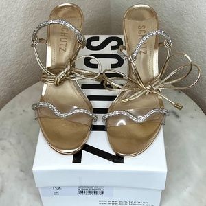 Schulz - Gold Cath Crystal Ankle Wrap Stiletto